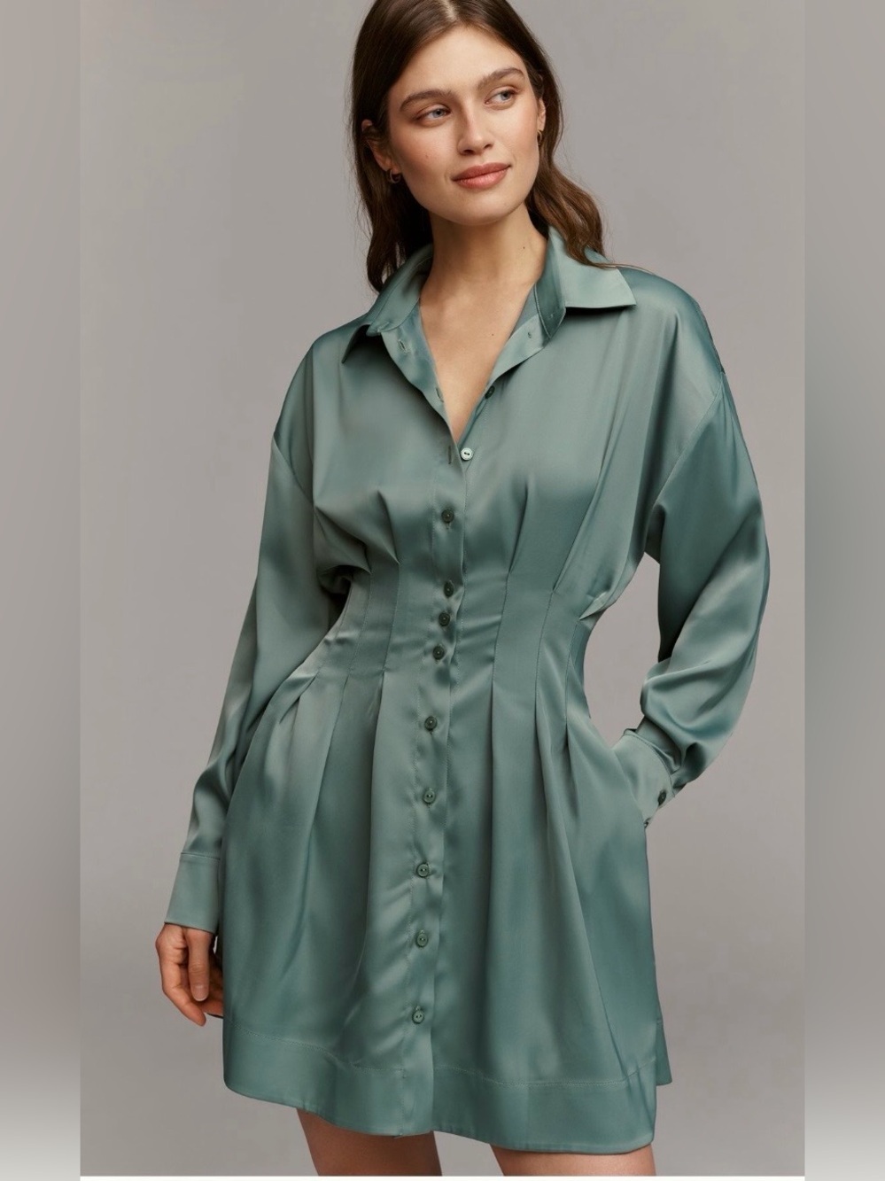 Anthropologie x Exquise Tobie Long Sleeve Satin Mini Dress Size XXS NWT
